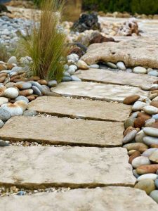 Photo d'un sentier de pierre naturelle, pas japonais